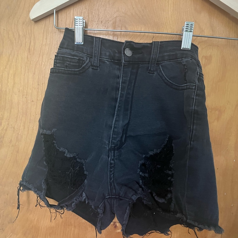 Stretchy XS black ripped front jeans